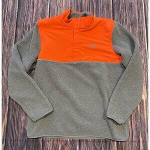 Under Armor 1/4 Zip Sherpa Lined Sweater XL Orange & Gray Men's Golf Hunting